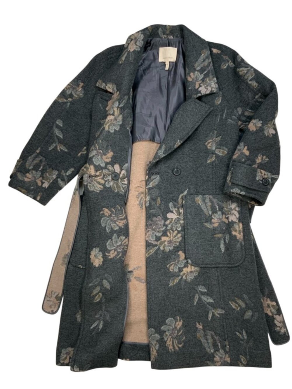 Rebecca Taylor Jacquard Coat 0 Grey Floral Wool Blend - Picture 7 of 16